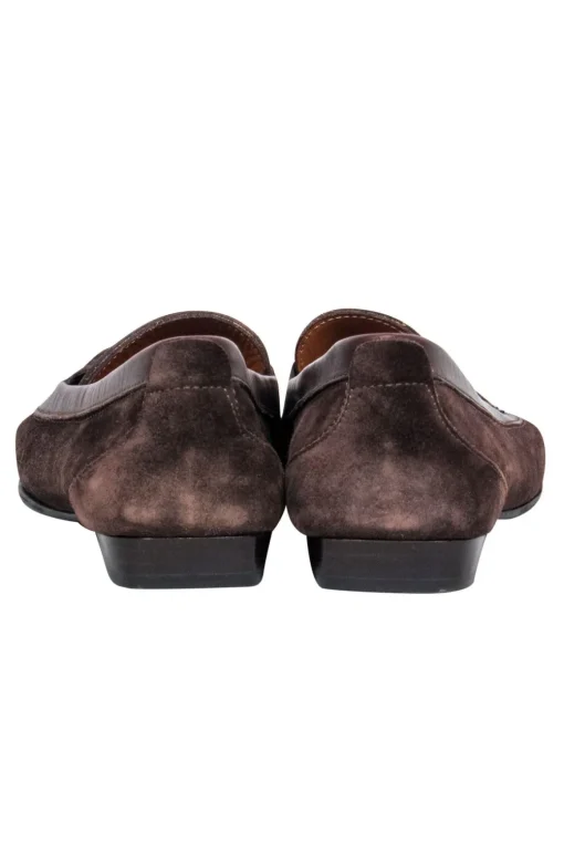 Ferragamo - Brown Suede Loafers w/ Leather Strap Design Sz 9.5