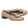 Ferragamo - Champagne Leather Flats w/ Bow Sz 10