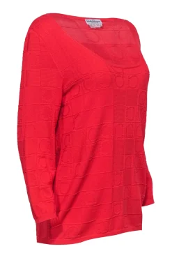 Ferragamo - Red Knit Sweater w/ Classic Logo Sz XL