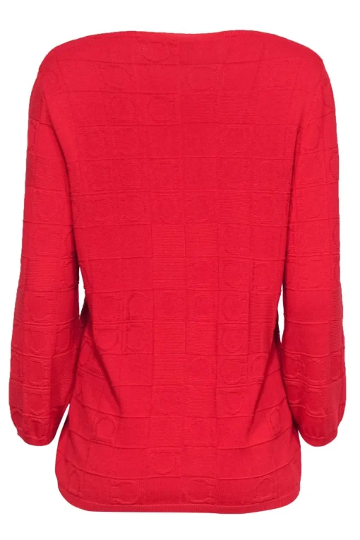Ferragamo - Red Knit Sweater w/ Classic Logo Sz XL