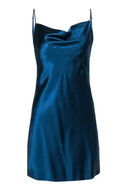 Fleur Du Mal - Dark Blue Silk Mini Slip Dress Sz M