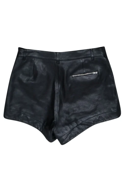 7 for All Mankind - Black Leather High Rise Shorts Sz 14