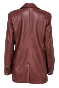 7 For All Mankind - Brown Faux Leather Double Breasted Jacket Sz M