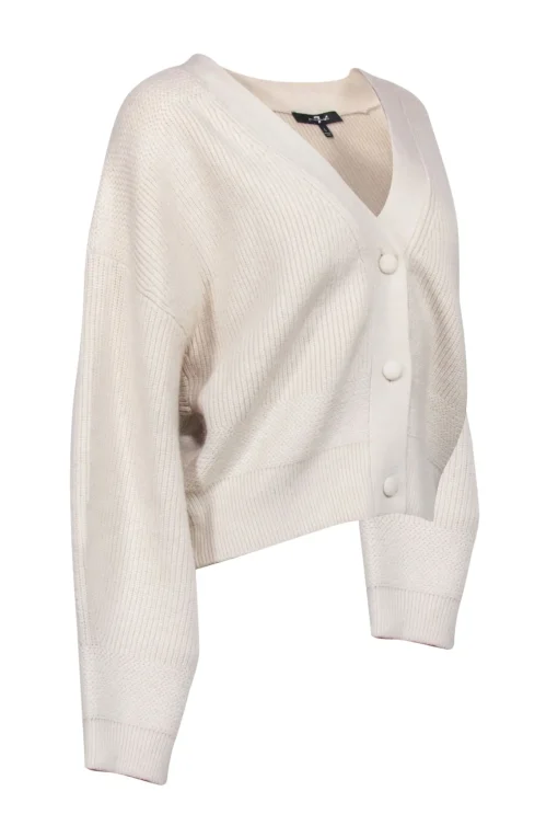 7 For All Mankind - Cream Chunky Knit Cardigan Sz L