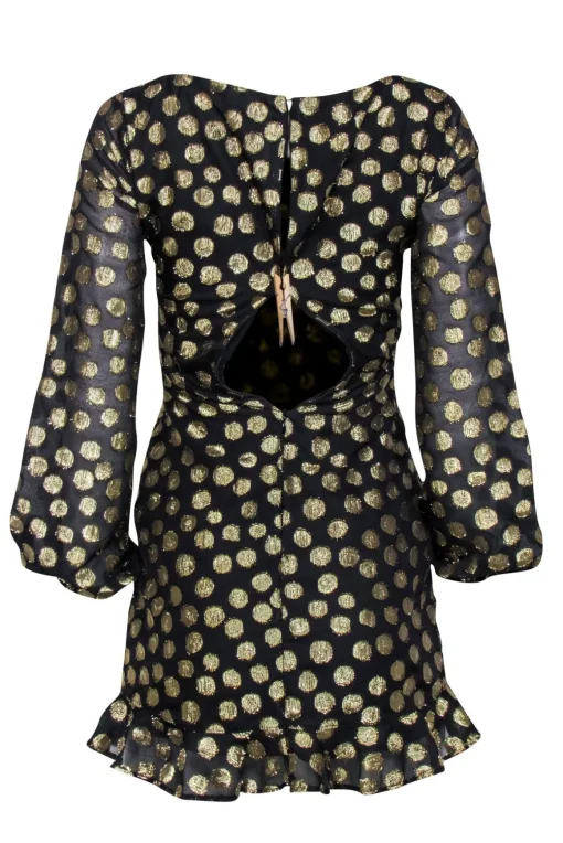 For Love & Lemons - Black Dress w/ Gold Metallic Dots Sz XS