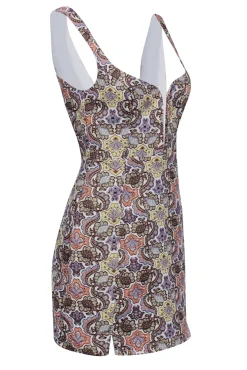 For Love & Lemons - Ivory w/ Multicolor Paisley Jacquard Mini Dress Sz S