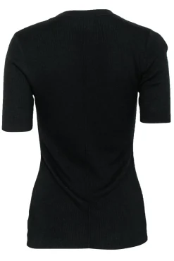 Frame - Black Ribbed Cashmere Blend Short Sleeve Top Sz M
