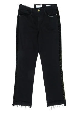 Frame - Black Straight Leg Jeans w/ Gold Glitter Side Stripe Sz 8