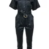 FRAME - Black Straight Short Sleeve Jumpsuit Sz XS