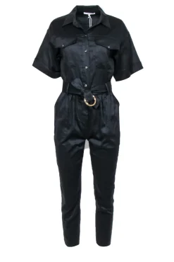 FRAME - Black Straight Short Sleeve Jumpsuit Sz XS