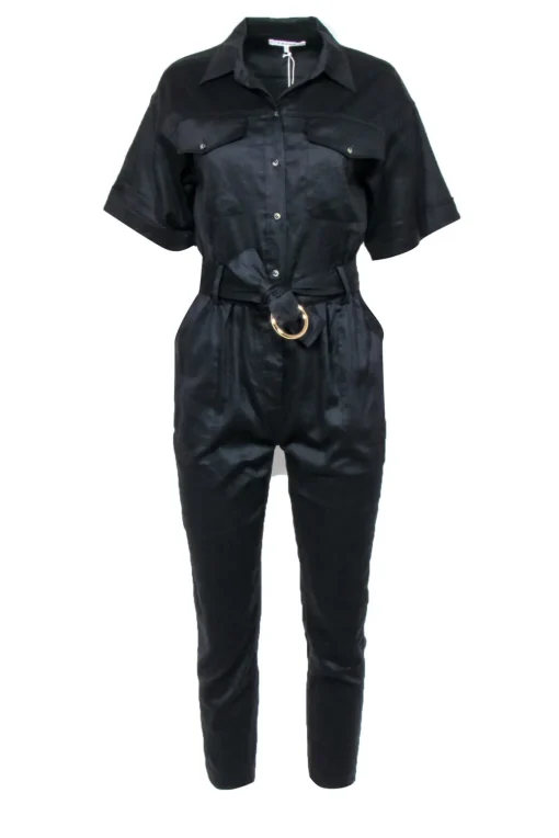 FRAME - Black Straight Short Sleeve Jumpsuit Sz XS