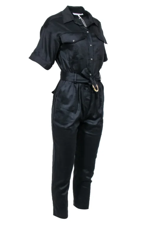 FRAME - Black Straight Short Sleeve Jumpsuit Sz XS