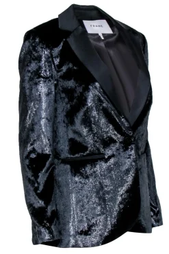 Frame - Black Velvet Metallic Blazer Sz 4