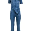 Frame - Blue Denim Short Sleeve Belted Jumpsuit Sz XS