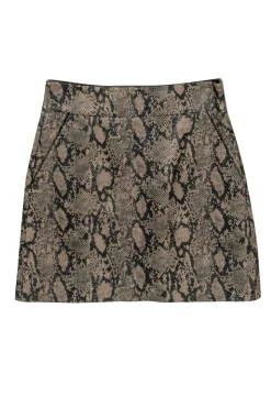 Frame - Brown Textured Snakeskin Leather Miniskirt Sz 25