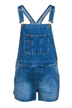 Frame - Medium Wash Denim Raw Hem Shortalls Sz S