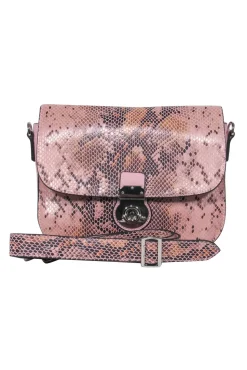 Frederic Paris - Pink Snakeskin Print Crossbody Bag