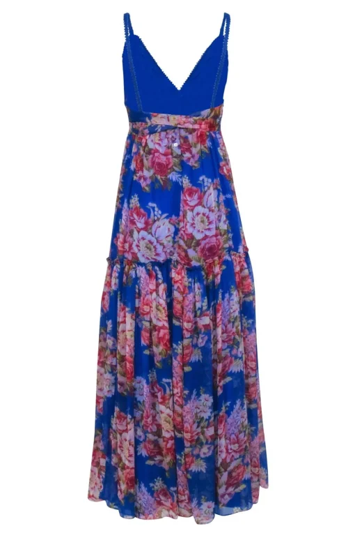 Free People - Cobalt Blue Multi Color Floral Sleeveless Maxi Dress Sz XS