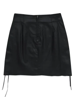 French Connection - Black Coated Denim Miniskirt w/ Lace-Up Sides Sz 4