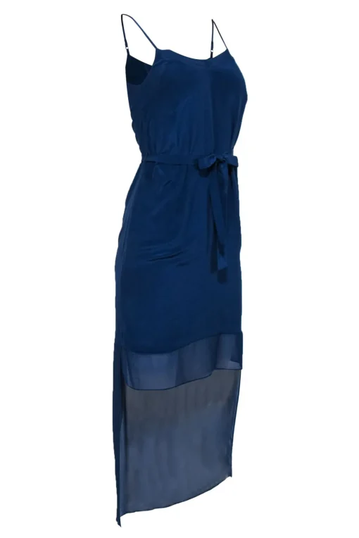 French Connection - Blue Silk "Selene" Slip Dress w/ High-Low Hem Sz 0