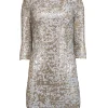 French Connection - Cream & Champagne Iridescent Sequin Sheath Dress Sz 4