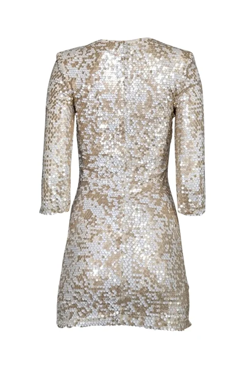 French Connection - Cream & Champagne Iridescent Sequin Sheath Dress Sz 4