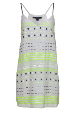 French Connection - White Shift Tank Dress w/ Beading Sz 6