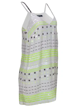 French Connection - White Shift Tank Dress w/ Beading Sz 6