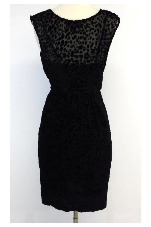 Frock! by Tracy Reese - Black Velvet Leopard Print Dress Sz 2