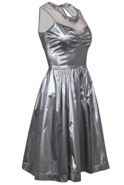 Frock! by Tracy Reese - Silver Metallic Sleeveless Dress Sz 4