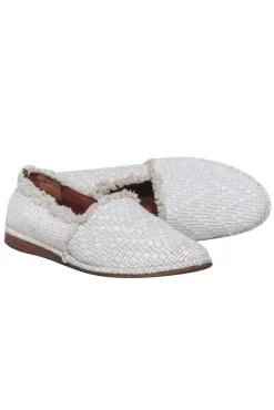 Frye - Ivory Woven Fringe Trim Flats Sz 7