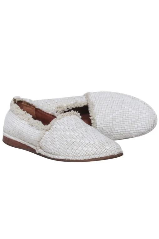 Frye - Ivory Woven Fringe Trim Flats Sz 7