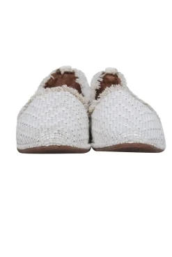 Frye - Ivory Woven Fringe Trim Flats Sz 7