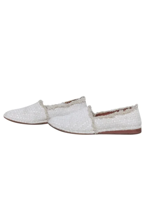 Frye - Ivory Woven Fringe Trim Flats Sz 7
