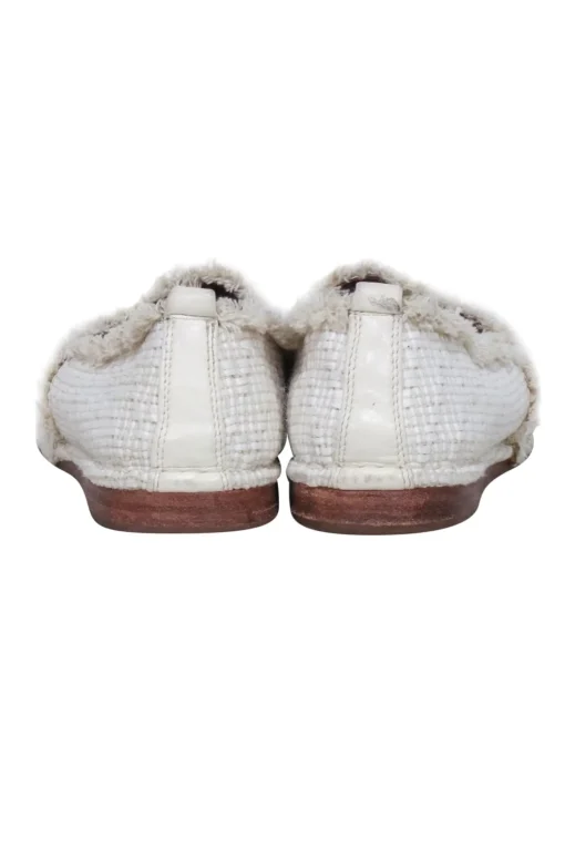 Frye - Ivory Woven Fringe Trim Flats Sz 7