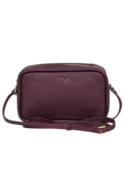 Furla - Oxblood Pebbled Leather Square Camera Crossbody