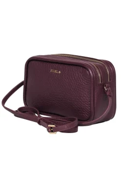 Furla - Oxblood Pebbled Leather Square Camera Crossbody