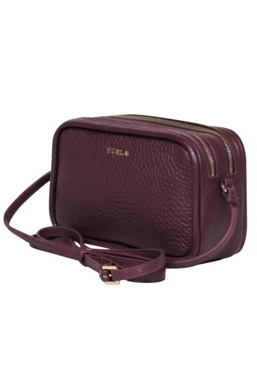 Furla - Oxblood Pebbled Leather Square Camera Crossbody