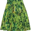 Fuzzi - Green Floral Print Tiered Mesh Maxi Skirt Sz M