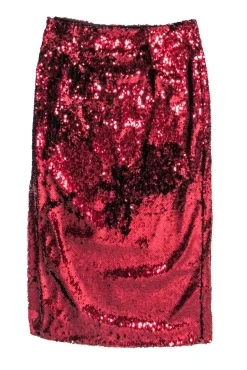 G. Label by Goop - Copper Red Sequin Midi Skirt Sz 6