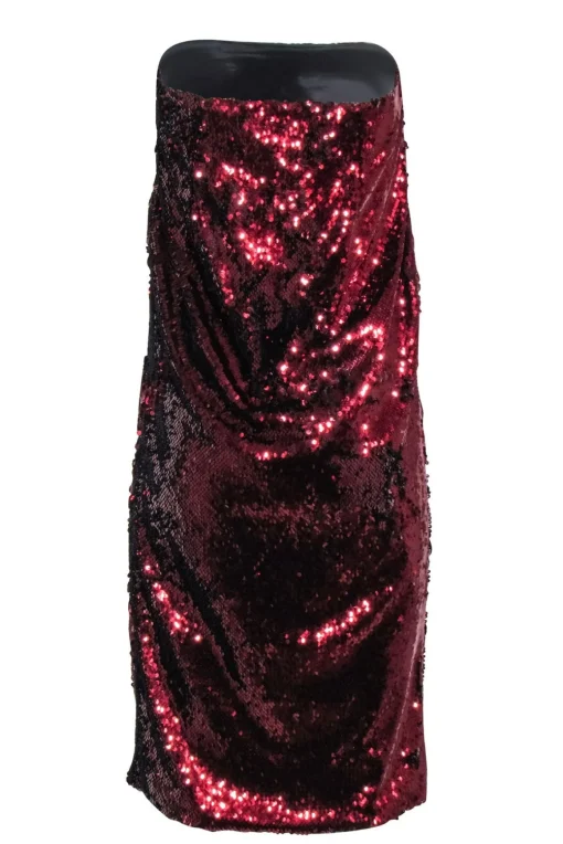 G. Label by Goop - Copper Red Sequin Midi Skirt Sz 8