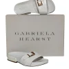 Gabriela Hearst - Ivory Leather Slide Sandals w/ Gold Buckle Detail Sz 5