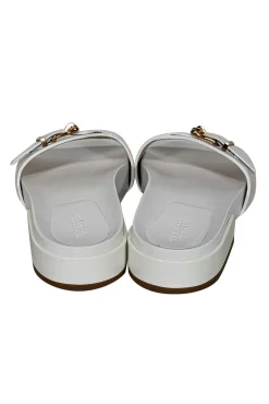 Gabriela Hearst - Ivory Leather Slide Sandals w/ Gold Buckle Detail Sz 5