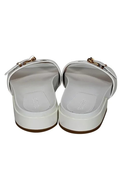 Gabriela Hearst - Ivory Leather Slide Sandals w/ Gold Buckle Detail Sz 5