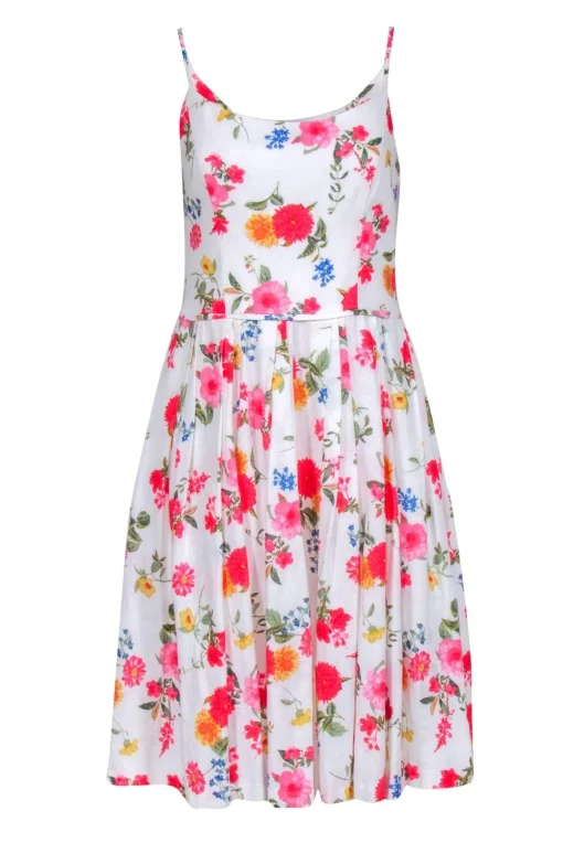 Gal Meets Glam - White w/ Pink & Red Floral Print Sleeveless Dress Sz 6