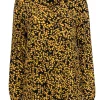 Ganni - Black w/ Yellow Floral Print Button Front Blouse Sz 6
