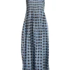 Ganni - Blue & Black Checkered Print Wide Peter Pan Collar Dress Sz 8
