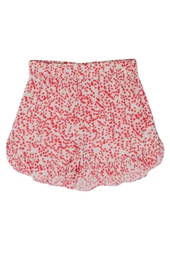Ganni - Cream w/ Red Floral Print Elastic Waist Shorts Sz 4