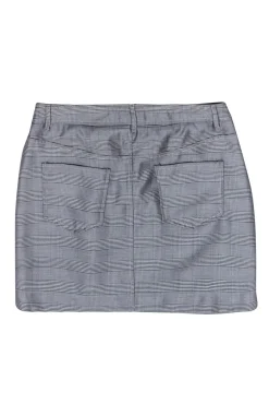 Ganni - Grey Glen Plaid Miniskirt w/ Rhinestones Sz 6