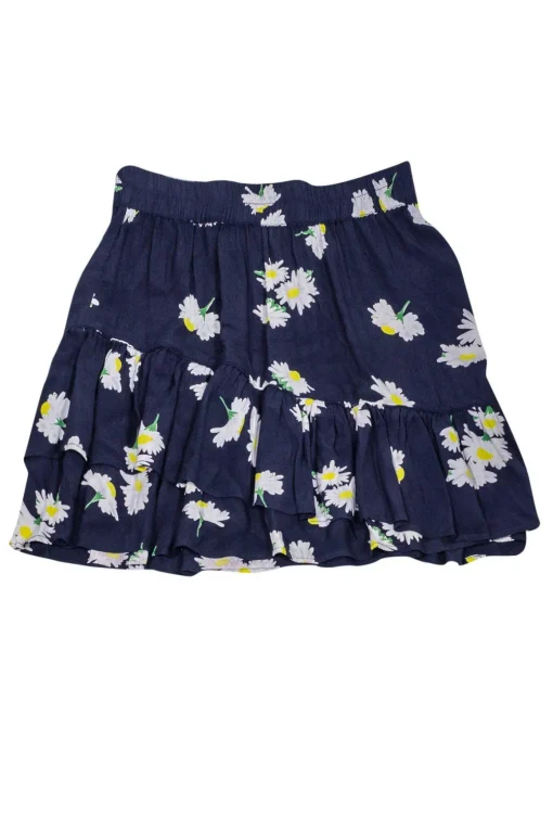 Ganni - Navy Daisy Print Skirt w/ Ruffles Sz 4